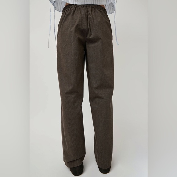 Deiji studios double belted pant in brown stripe - Picture 5 of 8